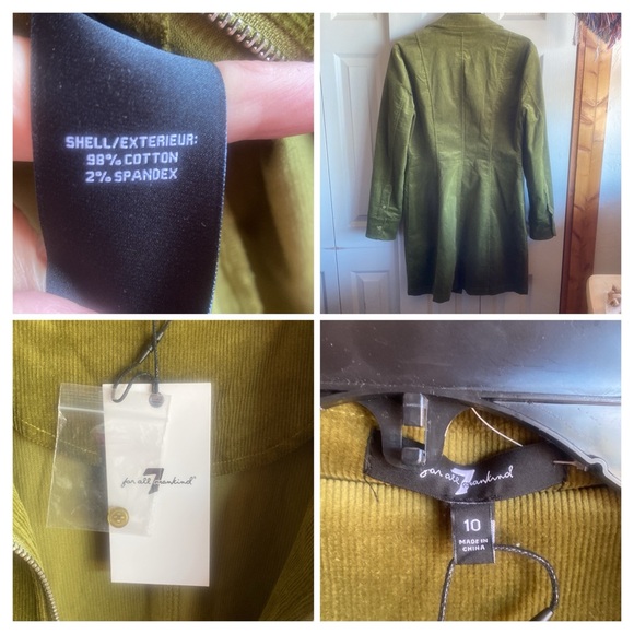 7 For All Mankind NWT Avec Les Filles Zip Up Long Sleeve Corduroy Shirtdress - Picture 13 of 14